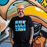 "Cats About Town" T-shirt, Unisex, Designed by Hanae Ko in Black